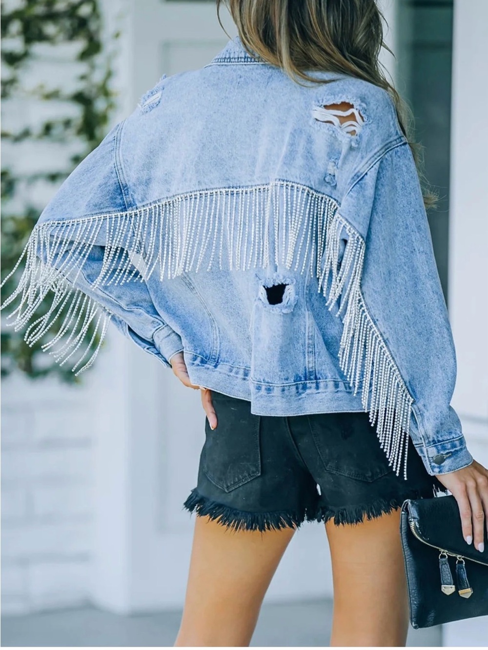 Vici - Distressed Fringe Denim Jacket